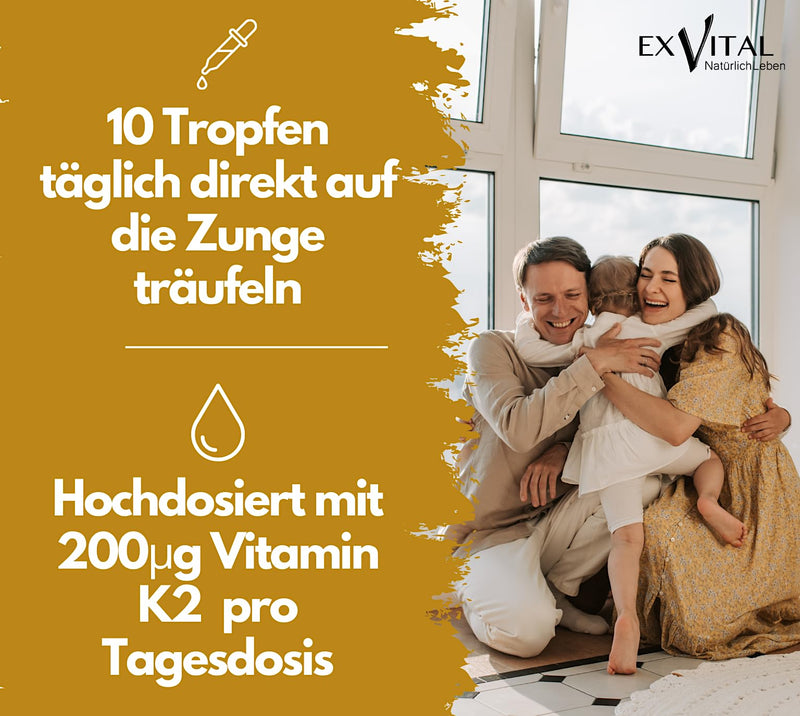 Vitamin K2 MK-7 from EXVital -200µg per daily dose - All-Trans (99.7+%) - 1020 drops (30ml) - Vegan - High dosage & Made in Germany - NewNest Australia