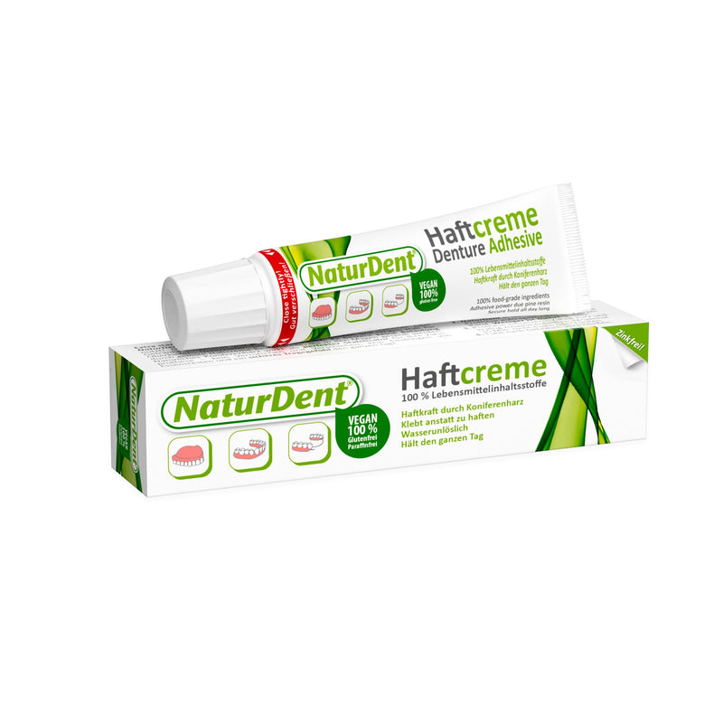 4x NaturDent adhesive cream 40g | The first natural adhesive cream | Insoluble in water - no rinsing, only 1 x daily | 100% food ingredients, vegan, no chemical burden on the body - NewNest Australia