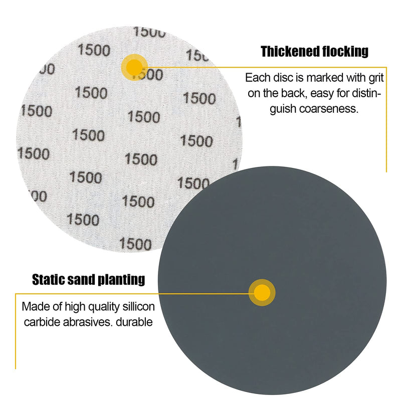 VIBRATITE 6 Inch Sanding Discs-30 Packs Hook and Loop Wet Dry Sandpaper 1500 Grit Random Orbital Sander for Automotive Wood Metal Plastic Sanding Polishing - NewNest Australia