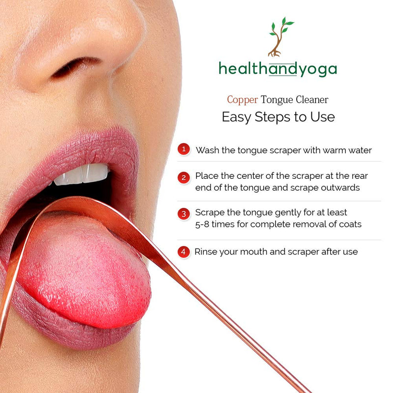 HealthAndYoga(TM) Copper Tongue Cleaners - Relief from Bad Breath - Oral Hygiene (Set of 3) Set of 3 - NewNest Australia
