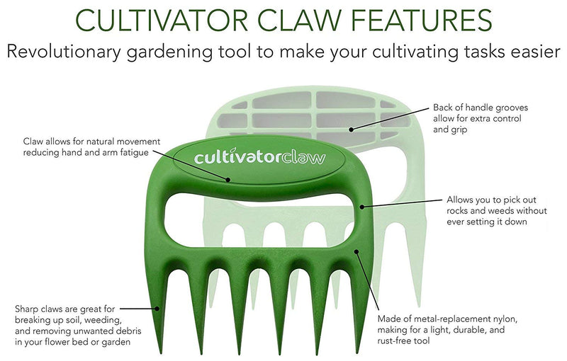 Bear Paws Cultivator Claw - Ergonomic Gardening Tools - Hand Held Garden Tool - Hand Rake - Strong Nylon Weeder - Manual Weeding, Aerating, Cultivating Green - NewNest Australia