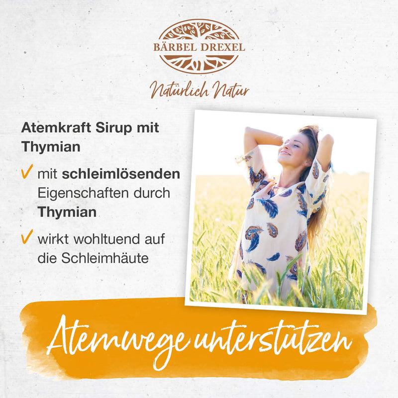 Atemkraft Syrup Vegan, Complex With Thyme, Rosehip, Hornbeam Buds (200 Ml), Mucolytic, Throat, Throat Pain, Cough Stimulus, Cold, Immune System, 100% Made In Germany B√Ñrbel Drexel - NewNest Australia