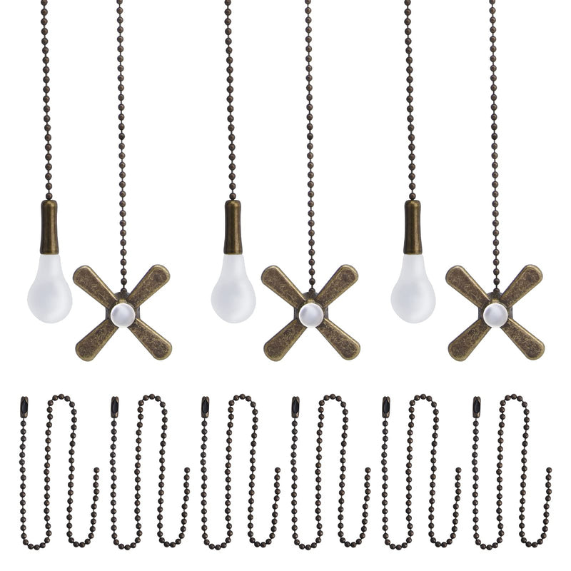 LVOERTUIG 3 Sets Ceiling Fan Pull Chain, Fan Chain Extension Fan Light Chain Extender Beaded Ball Connector, Lamp Pull Chain Ornament, Pull Chain Decorative Fan and Light Pull Chain Set (Bronze) Bronze - NewNest Australia