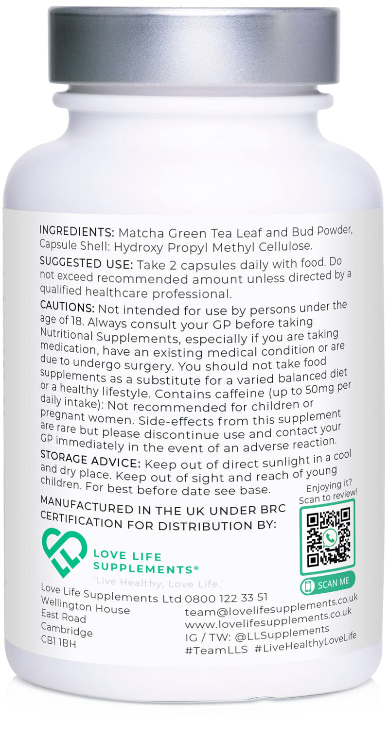 High Strength Japanese Matcha Green Tea Extract by LLS | 1000mg per Serving - 60 Capsules | Powerful Anti-Oxidant Which Protects The Cells From Oxidative Stress | No Bulking Agents - Only Pure Matcha | 60 Capsules | Made in UK Under GMP License - "Live... - NewNest Australia