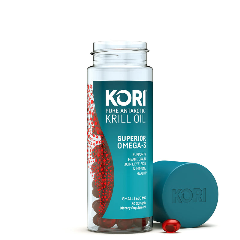 Kori Krill Oil Omega-3 600mg, 60 Softgels | Multi-Benefit Omega-3 Supplement | Superior Omega-3 Absorption vs Fish Oil and No Fishy Burps (Pack of 3) Small 600MG (3 Pack - 180 Count Total) - NewNest Australia