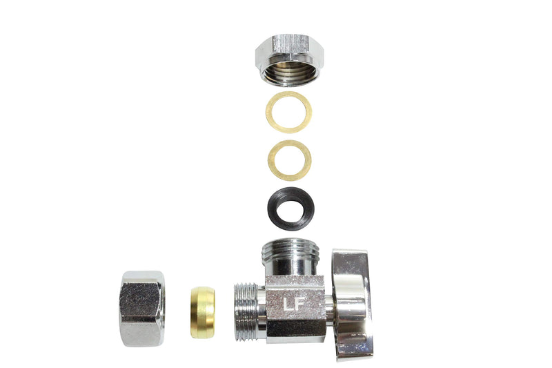 Heavy Duty 1/2 in. NOM Comp Inlet x 7/16 in. - 1/2 in. OD Slip Joint Outlet Chrome Plated Brass 1/4 Turn Squared Body Angle Valve (5 Pack) 5 1/2" NOM In x 7/16" SJ Out - NewNest Australia