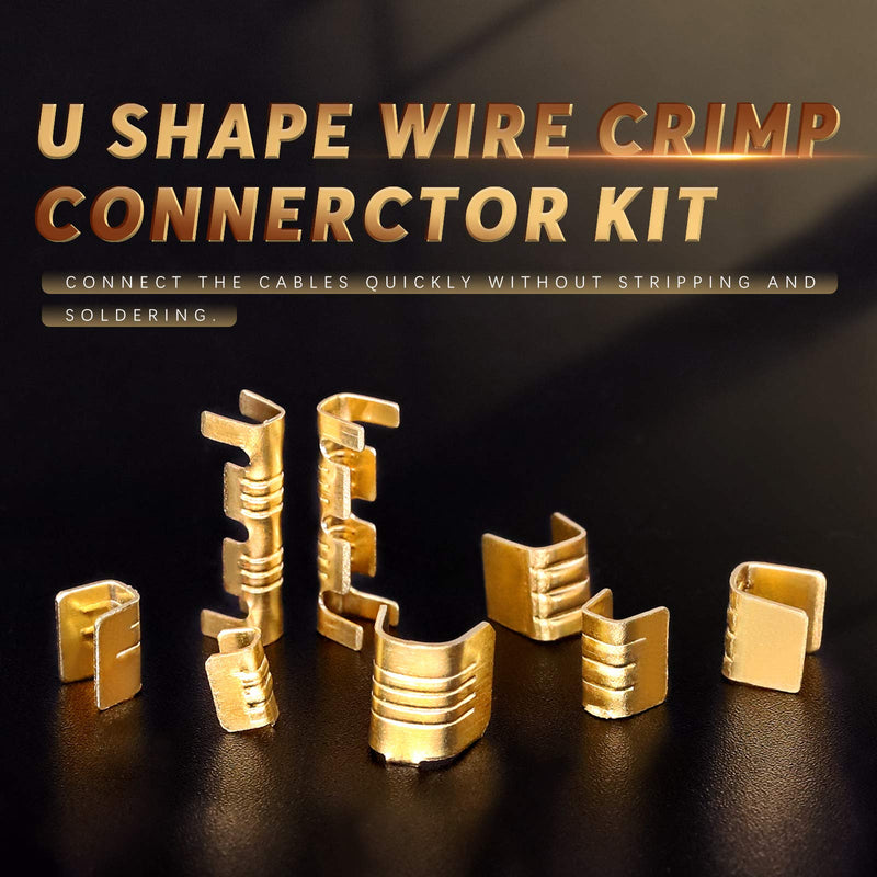 Swpeet 525Pcs Gold TC-1 TC-A TC-B TC-C TC-T Non-Insulated U Shape Wire Crimp Copper Terminal Connerctor Kit, Ring Lugs Crimp Cable Terminal for Crimp Solid Wires or Stranded Wires - NewNest Australia