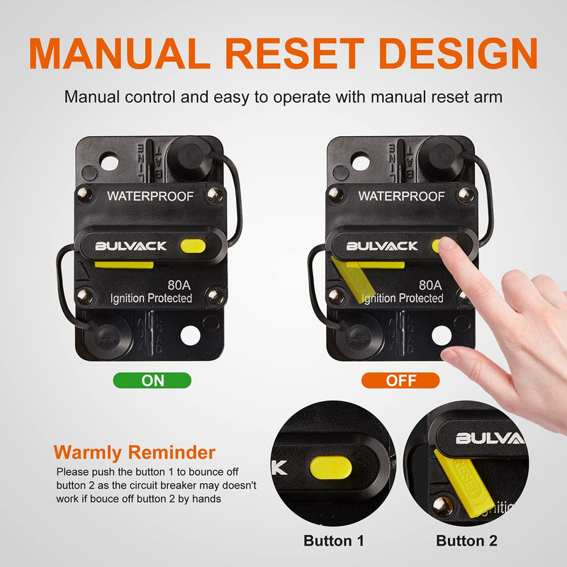 BULVACK 30 Amp Circuit Breaker with Manual Reset for Car Marine Trolling Motors Boat ATV Manual Power Protect for Audio System Fuse, 12V-36V DC, Waterproof 30Amp - NewNest Australia
