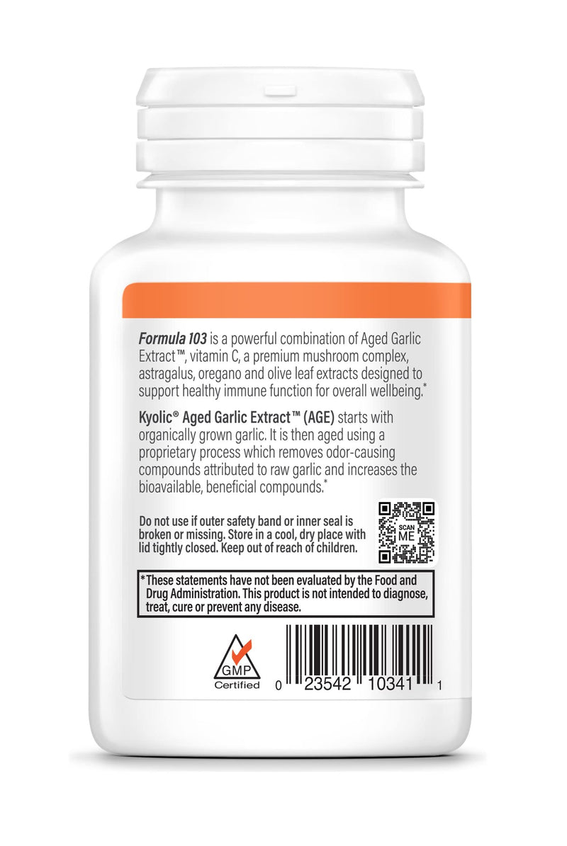 Kyolic Aged Garlic Extract Formula 103 Immune Support, 100 Capsules (Packaging May Vary) 100 Count (Pack of 1) - NewNest Australia
