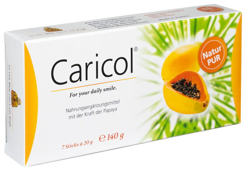 Caricol, 100% natural ingredients in organic quality, with papain, easy to dose, 7 sticks of 20g each (140g) - NewNest Australia