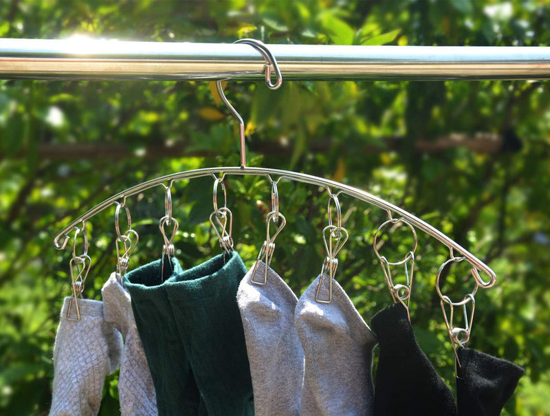 NewNest Australia - DurReus Reusable Laundry Drip Hanger with 8 Clips Closet Organizer for Hanging Lingerie,Underwear,Clothes Disapers,Mitten,Socks,Hats,Bras,Skirts,Scaf 8 Clips Metal 