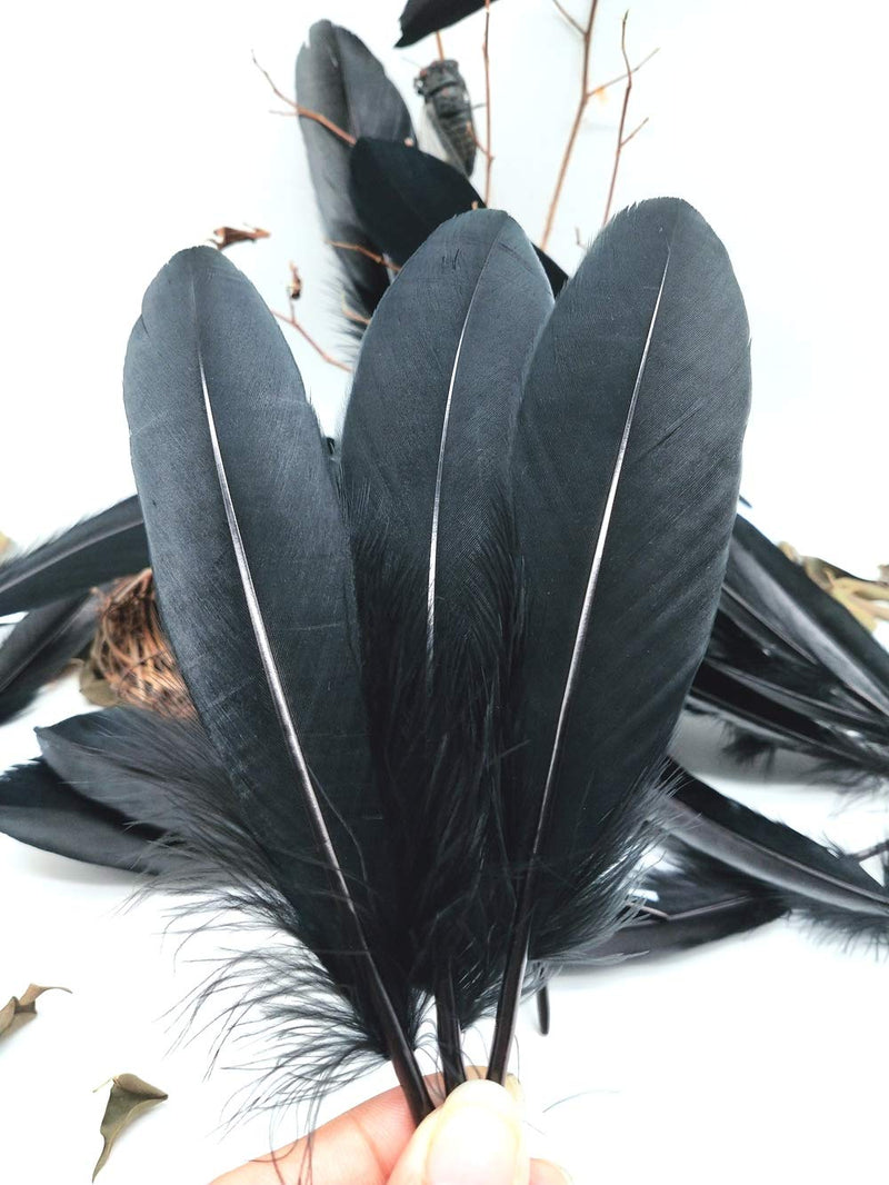 100pcs 6-8 inches Black Dyed Natural Goose Feathers for Crafts DIY Wedding Party Decoration Accessories (Black) - NewNest Australia