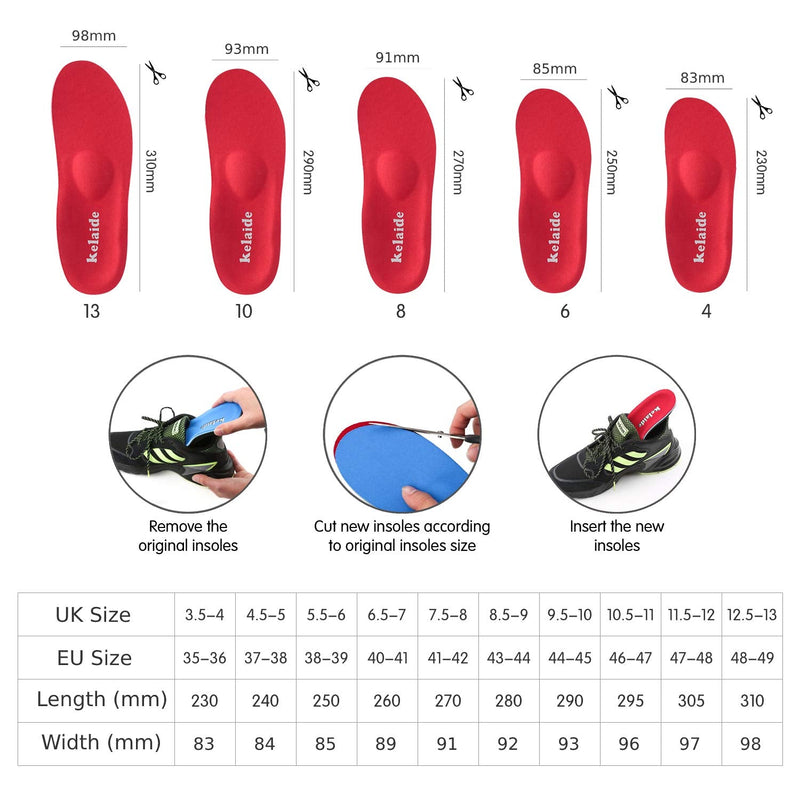 Orthotic Insoles, High Arch Support Soft Insert for Flat Feet, Plantar Fasciitis, Feet Pain, Foot Valgus, Over Pronation, Walking Fit Insoles for Men and Women UK-9-280mm Red - NewNest Australia