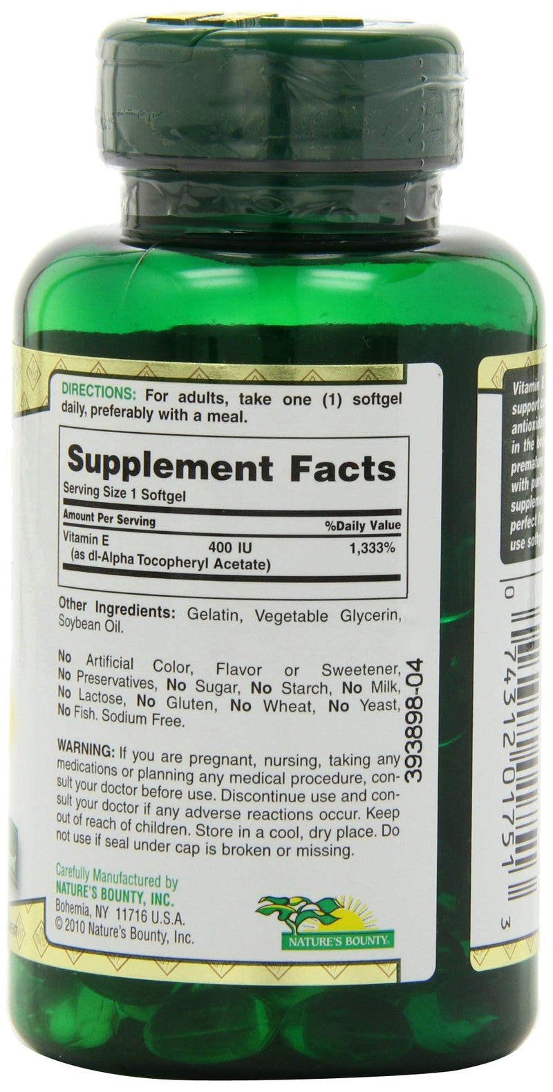 Nature's Bounty Vitamin E Pills and Supplement Softgels , Supports Antioxidant Health, 400iu, 120 Count - NewNest Australia