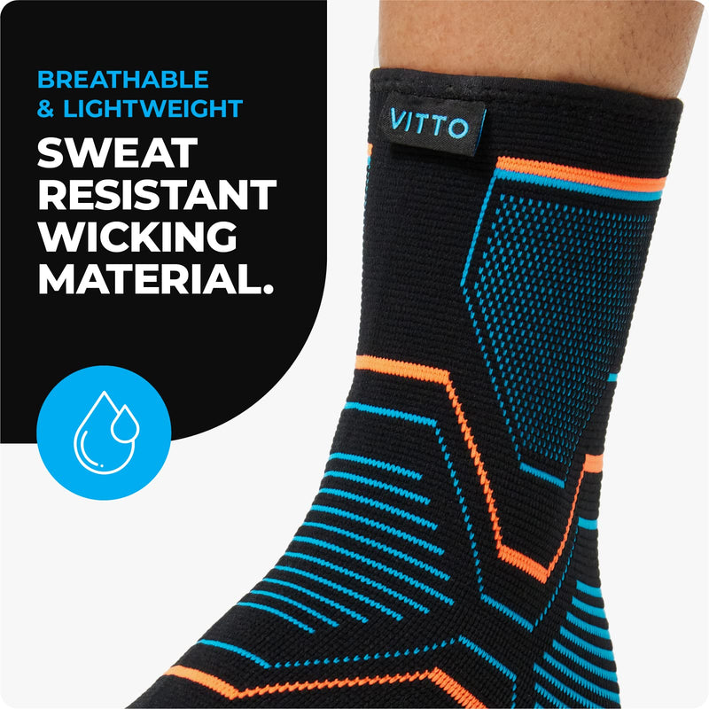 VITTO Ankle Support for Sprained Ankle, Arthritis, Joint Pain, Strains, Ankle Injury, Recovery, Rehab, Sports, Basketball - Multi Zone Compression Sleeve (L) L 1 - NewNest Australia