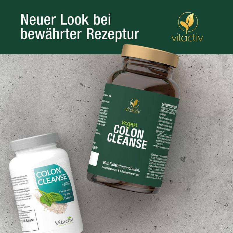 COLON CLEANSE Ultra, with 7 natural nutrients and fiber, contains psyllium seeds, aloe vera, fennel seeds, dandelion herb and burdock root, normalizes digestion - 100 capsules, vegan - NewNest Australia