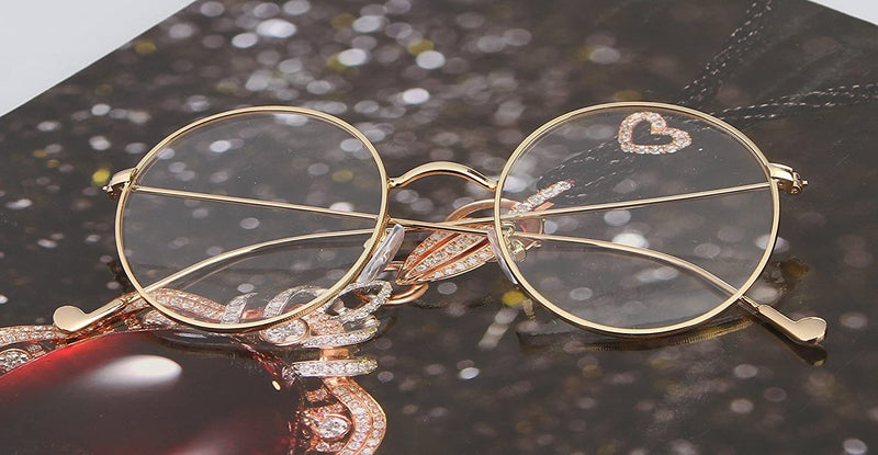 sigaer glasses nerd glasses retro round unisex metal frame glasses frame decorative glasses 140x50mm gold - NewNest Australia