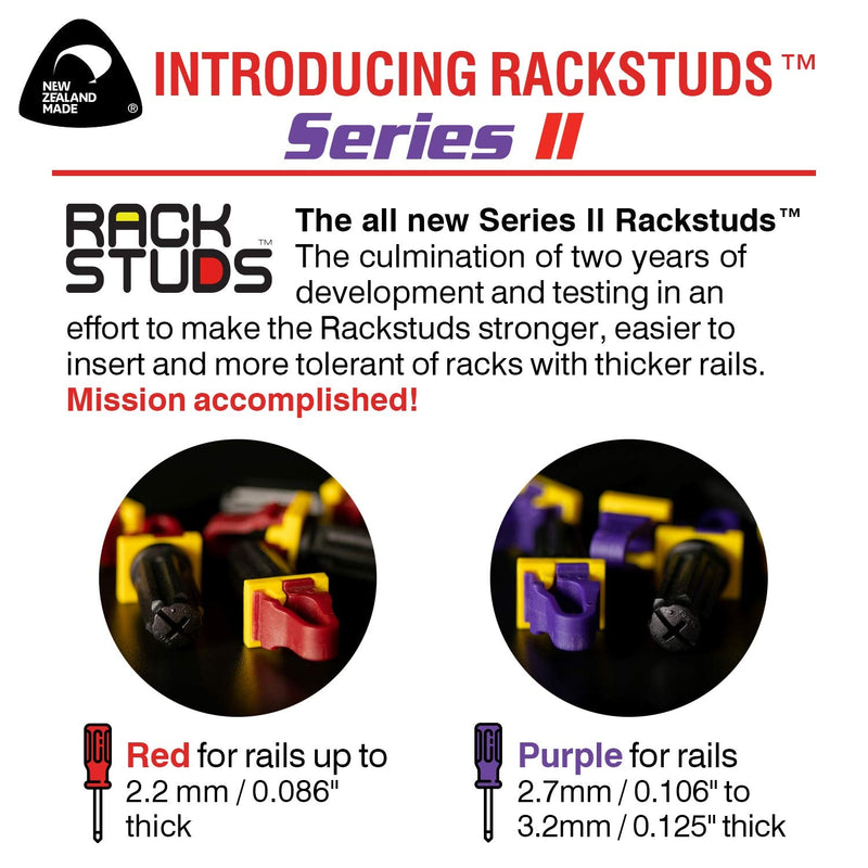 Rackstuds R20 Rack Mount Solution Series II – No More Cage Nuts! The Easiest and Safest Server Rack Solution in 19" Racks with Square Punched Vertical Rails | 20-Pack, Red, 2.2mm/0.086" Version 20 Pack - NewNest Australia