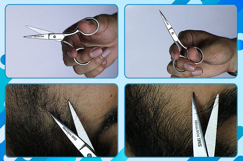 Smi Beard Scissors For Men Professional Mustache Scissors Eyebrow Scissors Small Hair Scissors For Facial Hair And Ear Hair Stainless Steel Care Scissors With Case - NewNest Australia