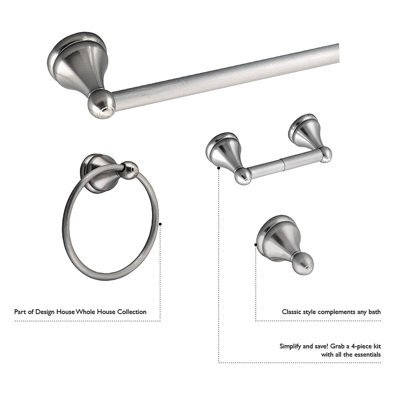 Design House 532960 Allante Towel Bars, Satin Nickel Toilet Paper Holder - NewNest Australia