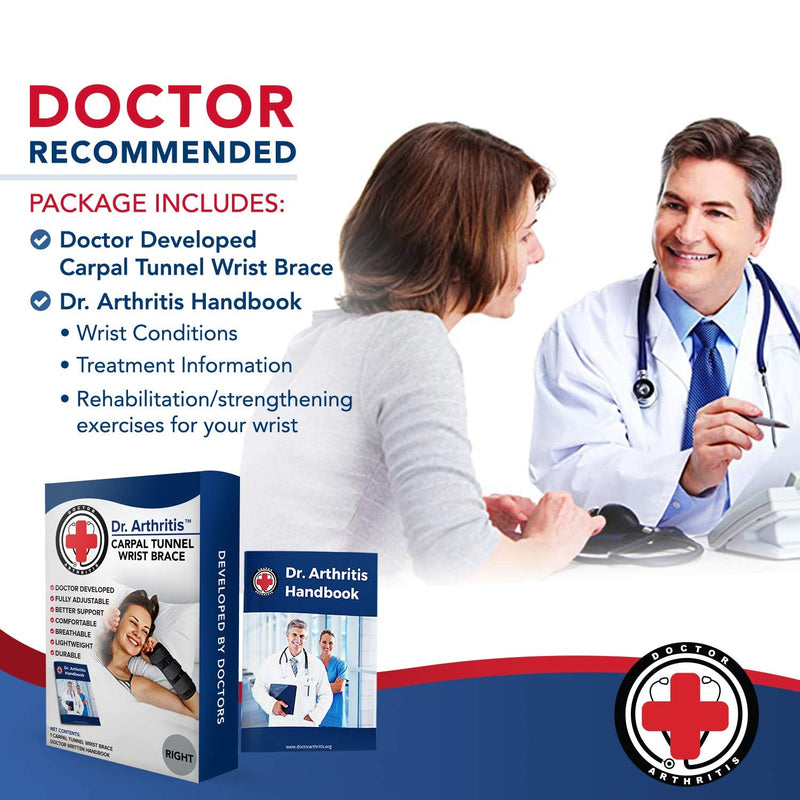 Doctor Developed Carpal Tunnel Night Wrist Brace & Wrist Support [Single] (with splint) & Doctor Written Handbook - Fully Adjustable to Fit any Hand (Right) Right - Splint Support - NewNest Australia