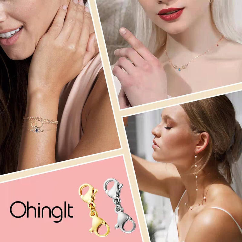 Double Lobster Clasp Extender Necklace Clasp Connector Bracelet Extension,Gold and Silver Lobster Claw Clasp Double Opening Jewelry Clasps for DIY Jewelry Making Women Girls 8pcs (4 Gold & 4 Silver) - NewNest Australia