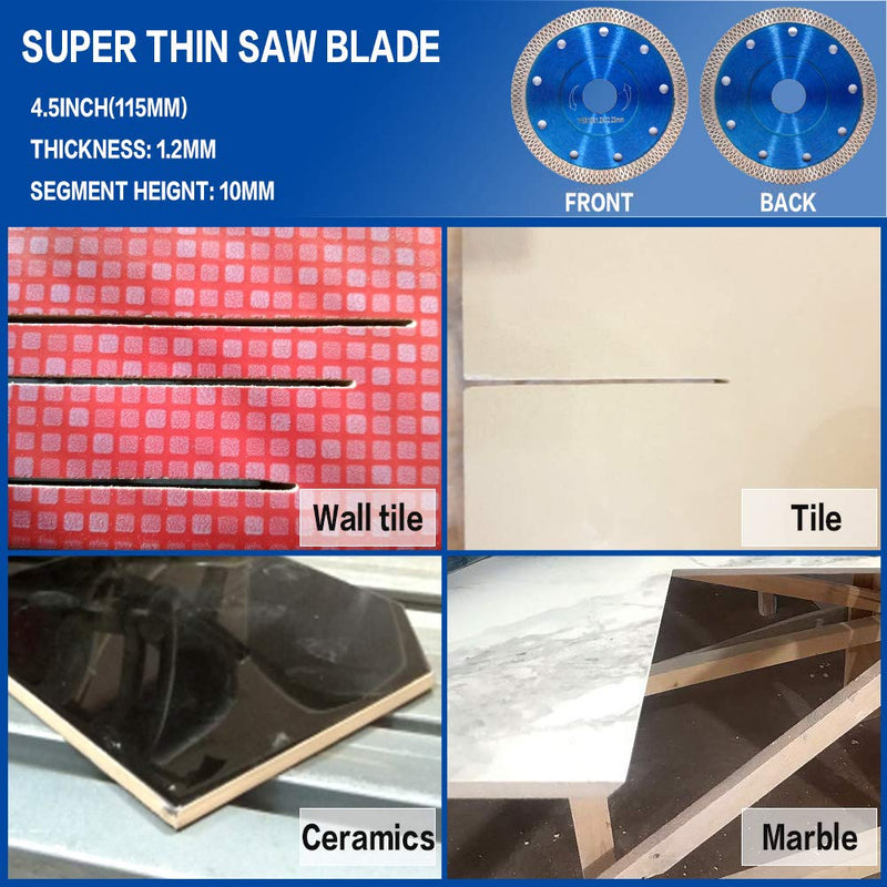 4.5 Inch Super Thin Diamond Tile Blade Porcelain Cutting Blade for Cutting Granite Marble Ceramics Porcelain Tiles(4.5") 4.5" - NewNest Australia