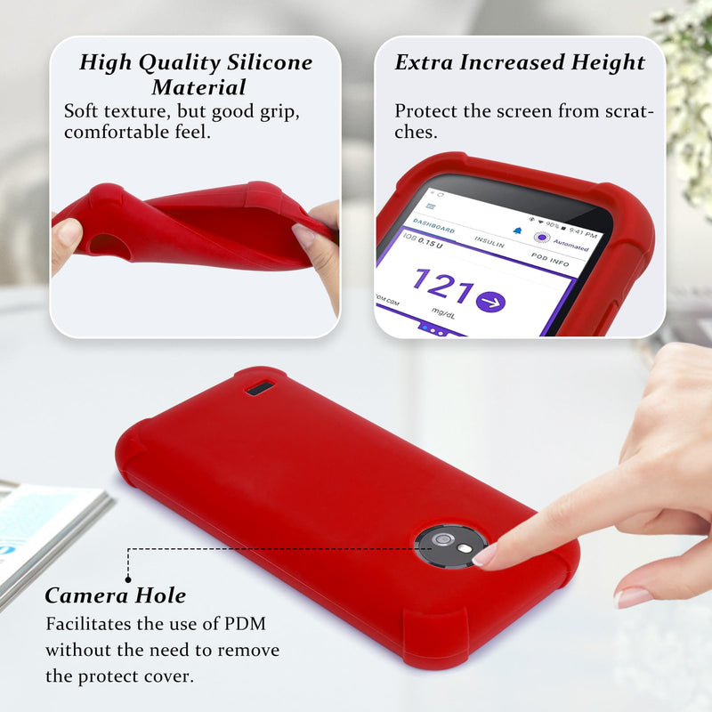Omnipod 5 Silicone Protective Case, Shockproof Omnipod 5 PDM Case with Airtag to Protect Your Omnipod 5 Pod Case Receiver by YOUSHARES (Red) - NewNest Australia