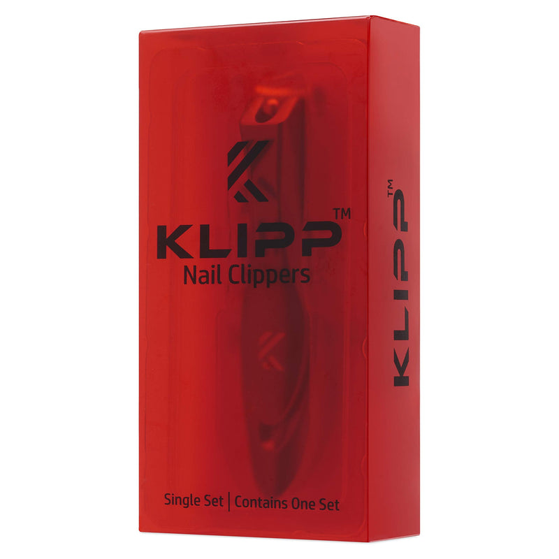 KLIPP Nail Clippers with Catcher – Heavy Duty Stainless Steel Fingernail and Toe Nail Cutter with Curved Surgical Blades and Built-In Nail File – Ergonomic Handle with Wide Jaws for Thick Nails - NewNest Australia