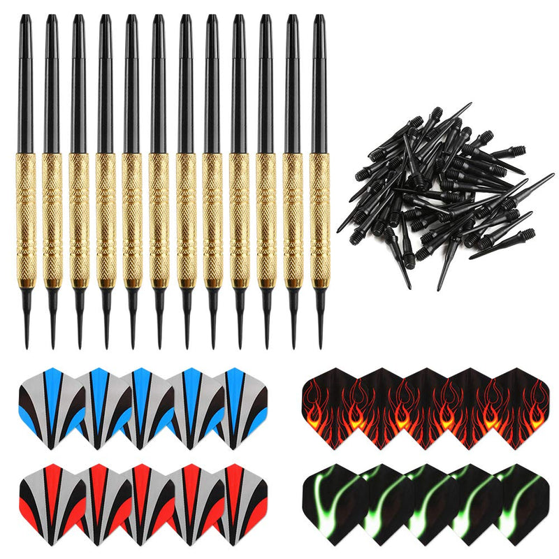 Accmor 12 Pcs Darts Plastic Tip, Soft Tip Darts Set, 14g Plastic Tipped Dart, Attach Extra 36 Black 2BA Replacement Tips, Soft Tip Darts for Electronic/Plastic Dartboard Red ,Blue, Green-Classic - NewNest Australia