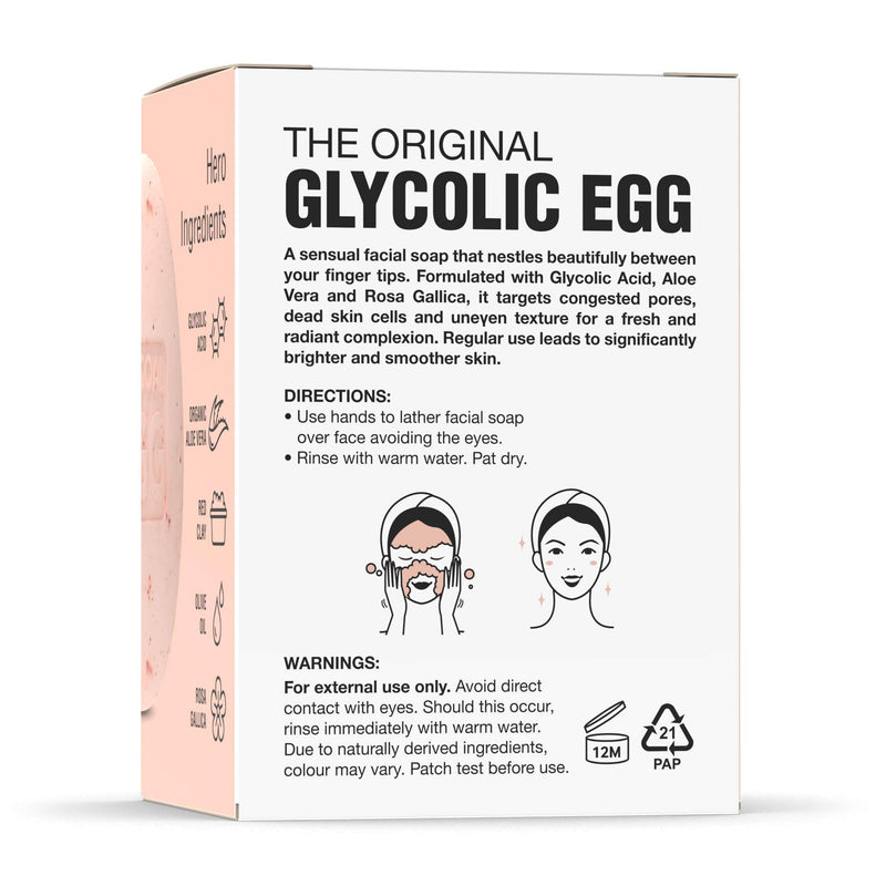 Glycolic Egg Facial Cleansing Soap 100g by Procoal - Glycolic Acid Cleanser For Rejuvenated, Bright and Glowy Complexion, Vegan & Cruelty-free Glycolic Egg - NewNest Australia