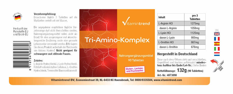 Tri Amino Complex With L-Arginine L Ornithine & L-Lysine, Vegan, No Magnesium Stearate Amino Acid Tablets ‚ Support Muscle And Little Body Fat, Amino Acids Complex - NewNest Australia