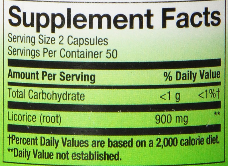 Nature's Way Licorice Root Capsules, 900 mg per serving, Premium Supplement, 100 Vegan Capsules - NewNest Australia