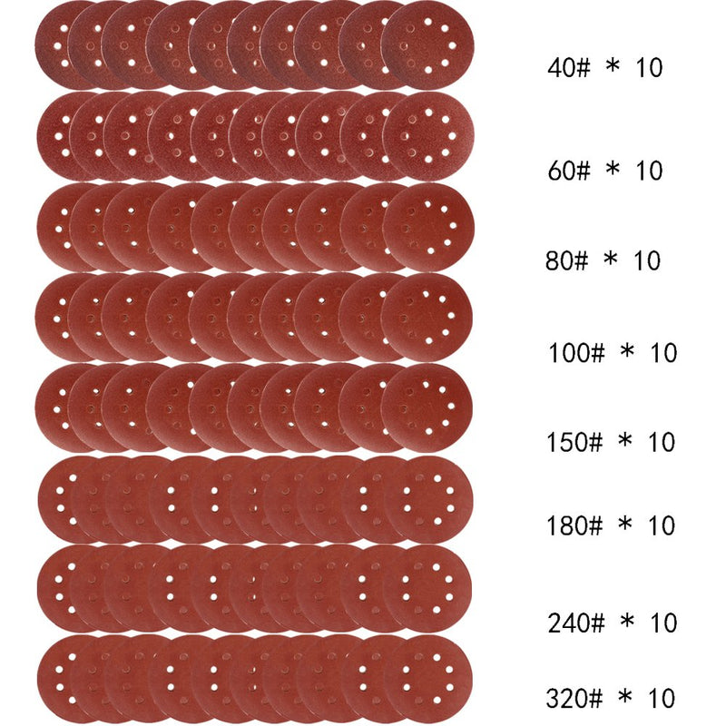 Coceca 80pcs Orbit Sander Sandpaper 5 inches Orbital Sanding Discs Assorted 40 60 80 100 150 180 240 320 Grits for Power Random Orbit Sanders - NewNest Australia