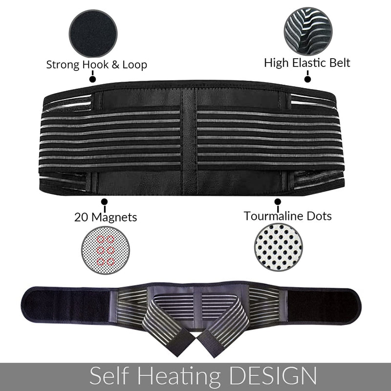 KkaFFe Back Support with Magnet, Tourmaline Magnetic Back Braces for Lower Back Pain Relief, Self Heating & Soothing Back Support Belt, Lumbar Support Belt for Herniated Disc/Sciatica (Large) Large - NewNest Australia