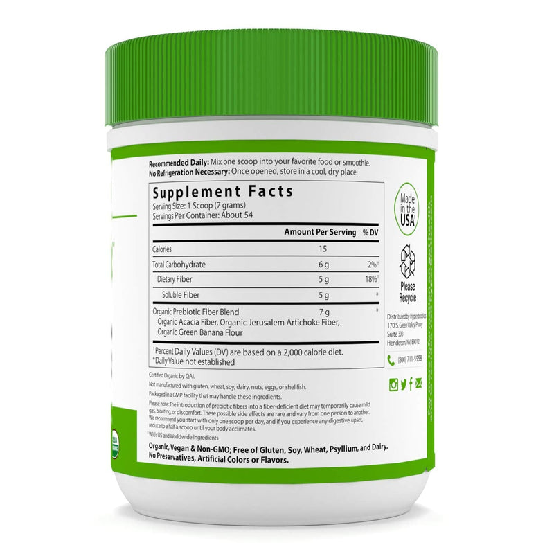 Hyperbiotics Organic Prebiotic Powder - Supports Healthy Digestion and Growth of Beneficial Bacteria (with Jerusalem Artichoke and Acacia Fiber) - 375 Grams (54 servings) Prebiotic Fiber Supplement - NewNest Australia
