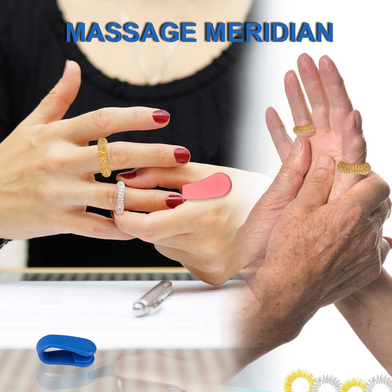 Pack Of 16 Acupressure Clip Hand Massager Acupressure Ring, Hand Clip, Migraine Clip, Finger Massage Ring, Anti-Stress Ring For Anxiety Patients, Work Pressure (4 Acupressure Clip 12 Acupressure Ring) - NewNest Australia
