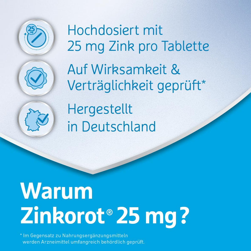 Zinkorot 25 tablets: High-dose zinc tablets with 25 mg zinc orotate per tablet, only 1x daily, 50 pieces Unlimited 50 pieces (pack of 1) - NewNest Australia