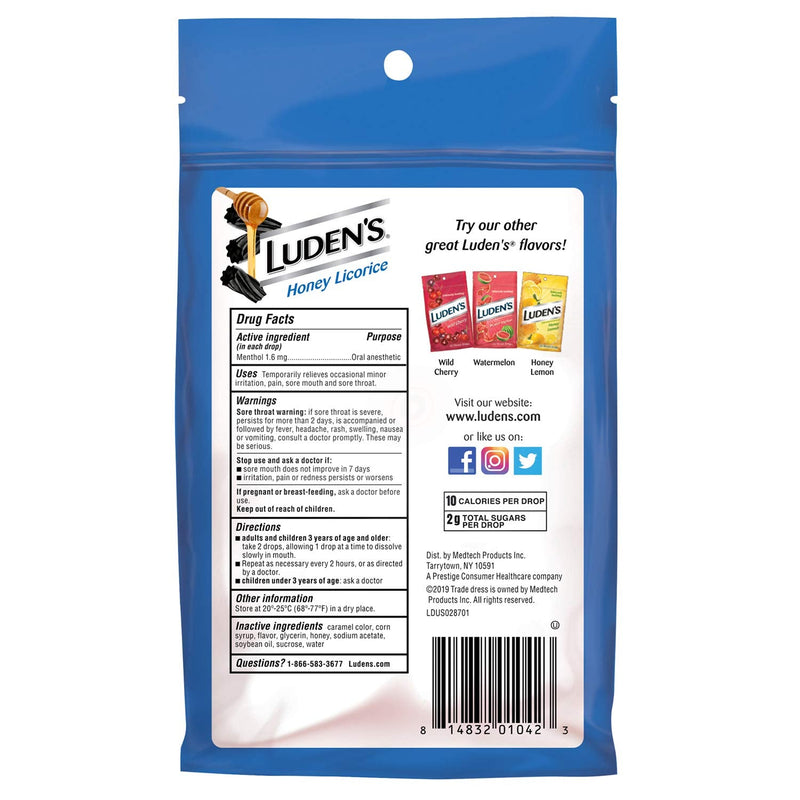 Luden's Deliciously Soothing Throat Drops, Honey Licorice Flavor, 30 Count - NewNest Australia