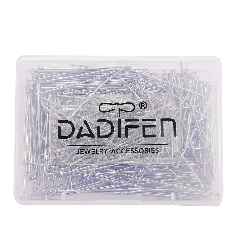 DADIFEN 400pcs 304 Stainless-Steel Flat Head Pins for Jewelry Making Supplies 30mm 24 Gauge Boxed Silver Jewelry Findings Head Pins for DIY Earrings Necklace Bracelet Pendant HeadPin 0.6x30mm - NewNest Australia