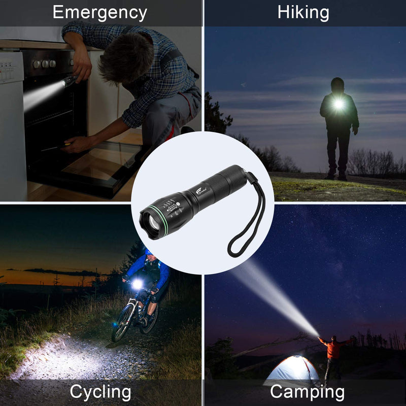 HAUSBELL Flashlight, LED Flashlight, Flashlights High Lumens, Zoomable, Water Resistant, 5 Modes, Camping Lights, Flash Light for Indoor, Outdoor, Hiking, Kids, Emergency (4 Pack) 4 Pack - NewNest Australia