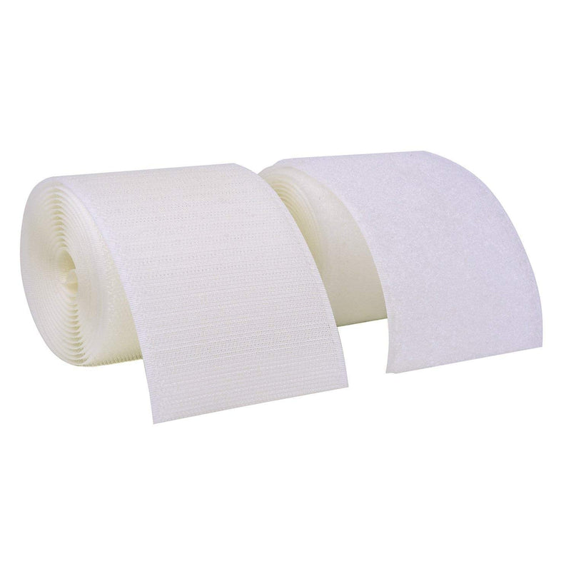 Yuwa 2 Inch White Hook and Loop Self Adhesive Sticky Back Tape Fastener Nylon Heavy Duty for DIY Craft (5 Yards) (White) - NewNest Australia