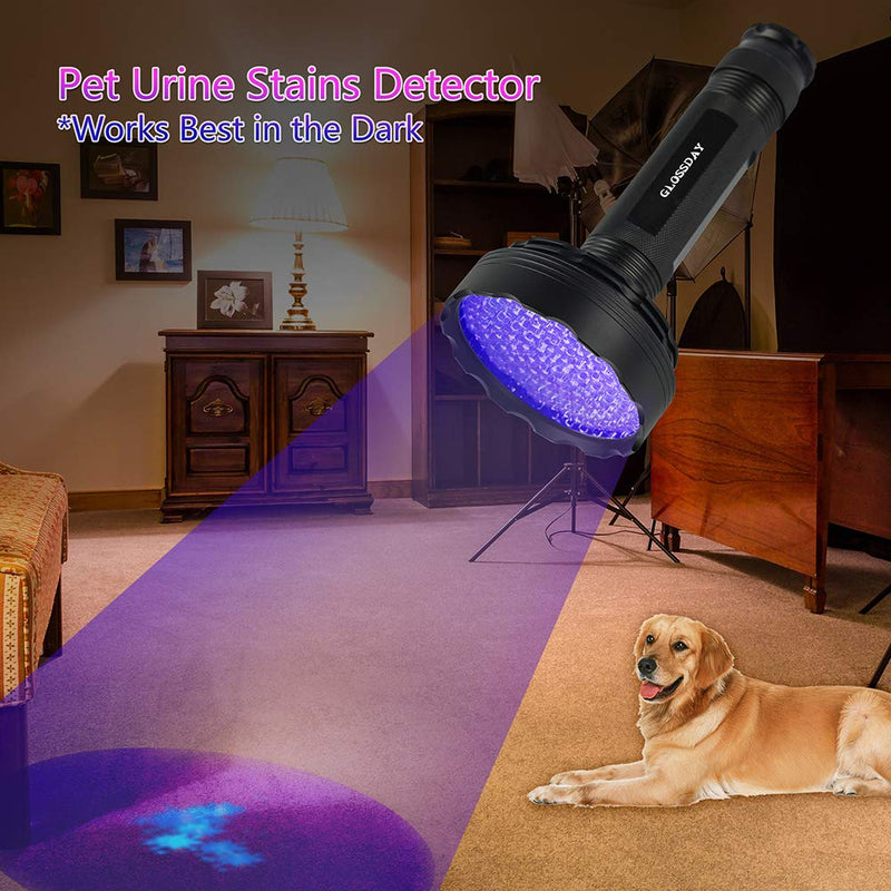 GLOSSDAY Blacklight Flashlight,128 LED UV Flashlights, Upgraded Bright Ultraviolet Flashlight Professional Black Light Pet Urine Detector for Dog/Cat, Hunting Scorpions 128LED - NewNest Australia