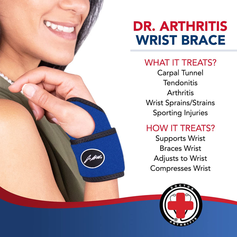 Doctor Developed Comfy,Lightweight,Wrist Support-Strap-Brace-Hand Support, Perfect fit for both Right and Left Hand, for Men and Women by Dr Arthritis - Single (Blue) Blue - NewNest Australia