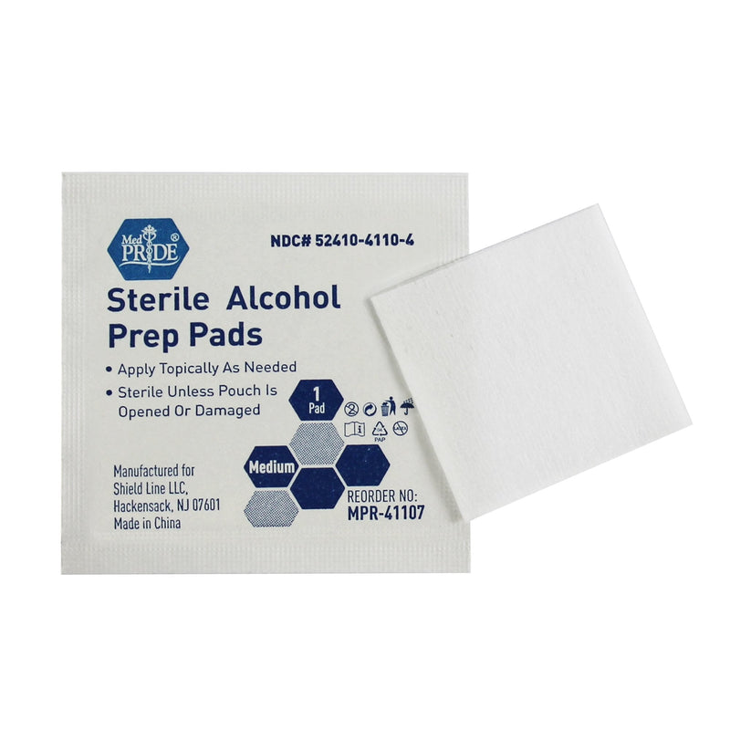 Medpride Alcohol Prep Pads| 100 Pack| Medical-Grade, Sterile, Individually-Wrapped, Isopropyl Cotton Swabs| Disposable, Medium Square Size, 2ply, Latex Free & Antiseptic| for Medical & First-Aid Kits - NewNest Australia