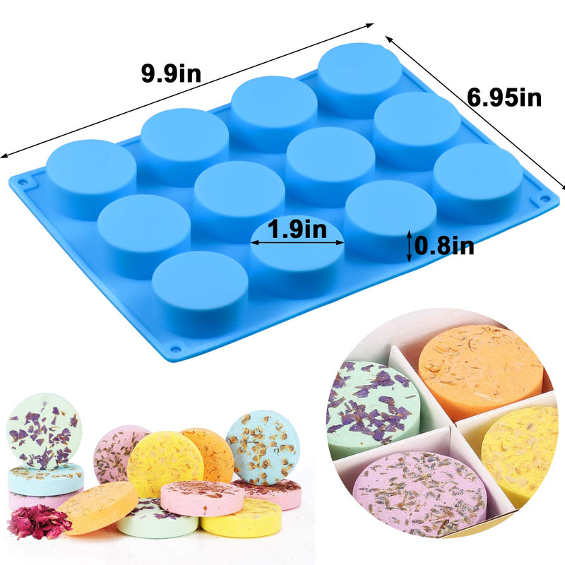 Palksky (2pcs) Silicone molds for Handmade Shower Steamer 12Cavity Large Round Soap Mold/ Cylinder Silicone Mold for Bath Bomb, Beeswax, Lotion Bars Blue - NewNest Australia