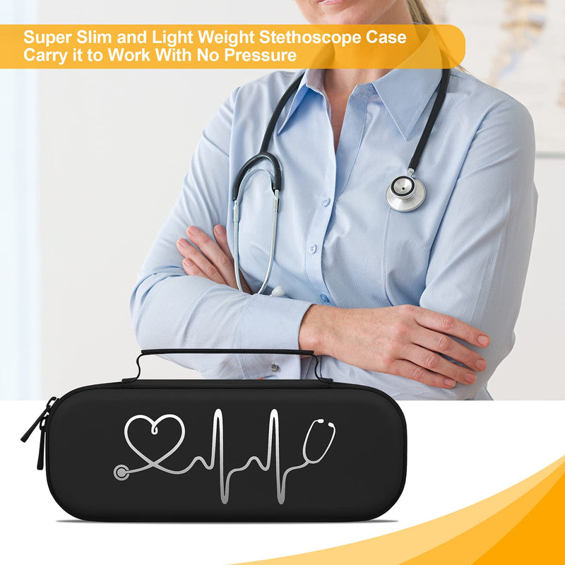 BOVKE Stethoscope Case, Lightweight Slim Stethoscope Holder for 3M Littmann Classic III, Lightweight II S.E, Littmann Cardiology IV, MDF Acoustica Deluxe Stethoscopes, Black - NewNest Australia