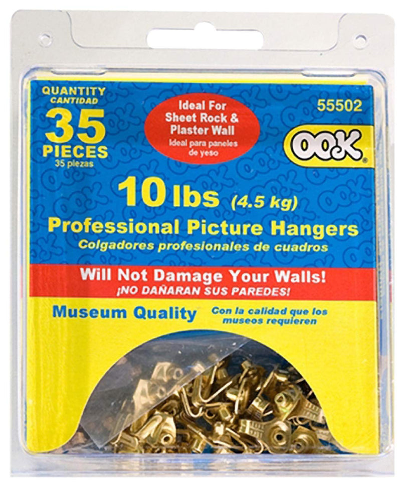 OOK 535888 Professional Picture Hangers, Art Hangers, Brass, 10lb Max Weight (35 Piece) 1-Pack - NewNest Australia