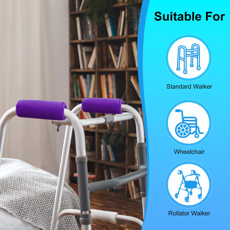 supregear Walker Grips (2 Pack), Soft Padded Hand Covers, Non-slip Comfortable Cushion Padding for Folding Rolling Wheelchair Rollator Crutch Handle, Moisture Wicking Mobility Accessory, Purple - NewNest Australia