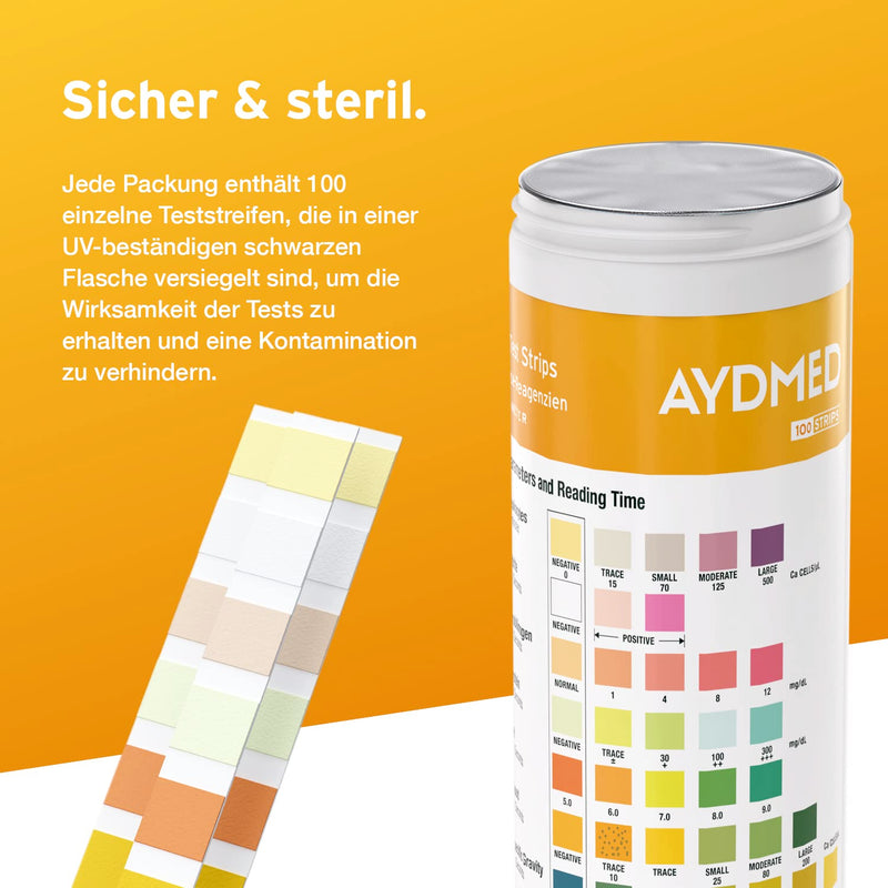 100 X Aydmed Urine Analysis Test Strips 10 Parameters Urine Test Strips For Leucocytes, Nitrites, Urobilinogen, Protein, Ph, Blood, Specific Weight, Ketones, Bilirubin And Glucose - NewNest Australia